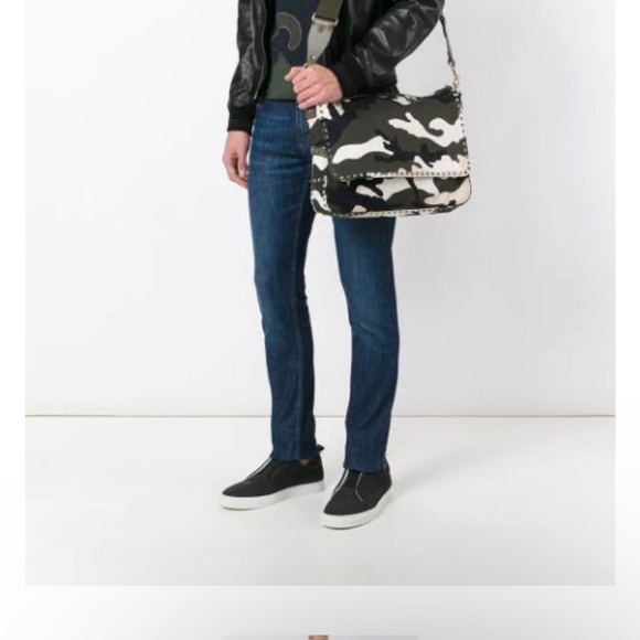 Valentino Garavani- Men’s Rockstud Messenger Bag; Camo Canvas; Large: Army White - Picture 13 of 13